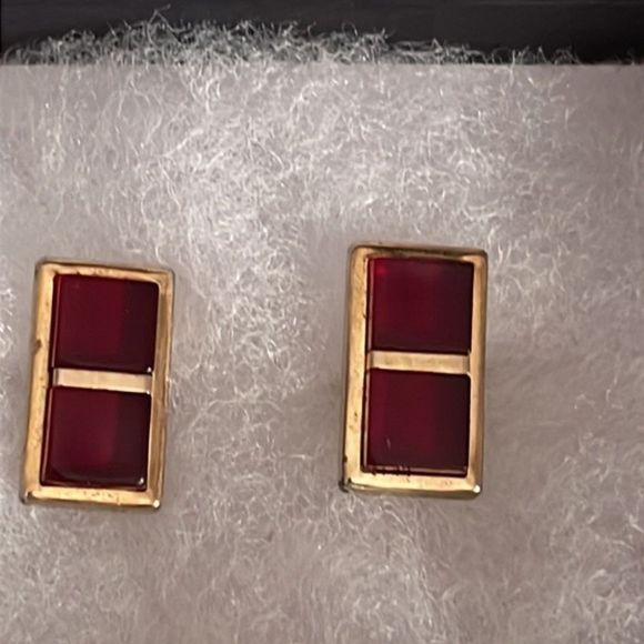 Vintage-1950s-signed Hickok double red & gold bullet back cuff links w/gift box - Picture 12 of 12